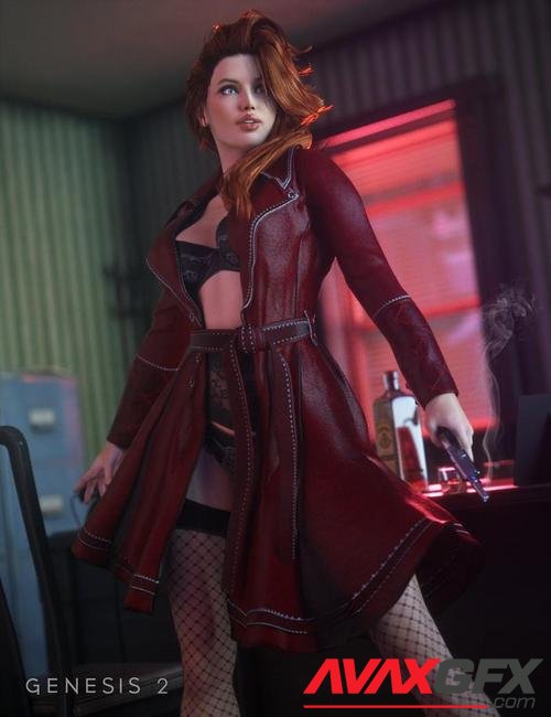 Sinful Nights Lingerie and Overcoat for Genesis 2 Female(s)