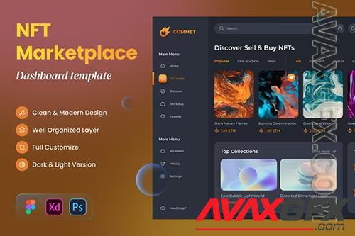 Commet - NFT Marketplace Dashboard EQD5VTC