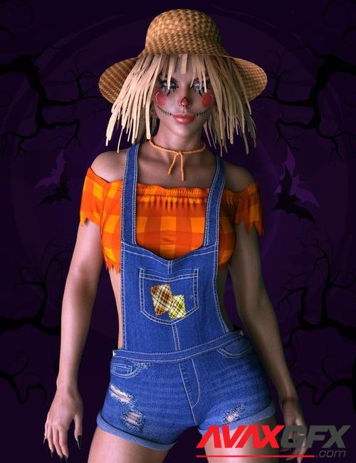X-Fashion Scarecrow Costume for Genesis 8 Females