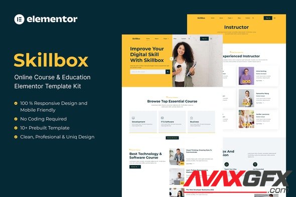 ThemeForest - Skillbox v1.0.0 - Online Course & Education Elementor Template Kit - 36312928