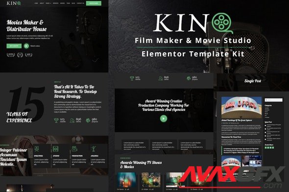 ThemeForest - Kino v1.0.0 - Film Maker & Movie Studio Elementor Template Kit - 36293485