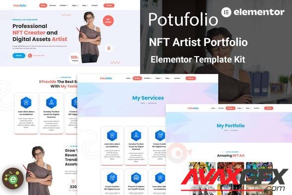 ThemeForest - Potufolio v1.0.0 - NFT Artist Portfolio Elementor Template Kit - 36233964