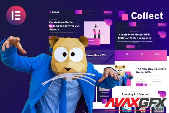 ThemeForest - Collect v1.0.0 - NFT Design Agency Services Elementor Template Kit - 36207160