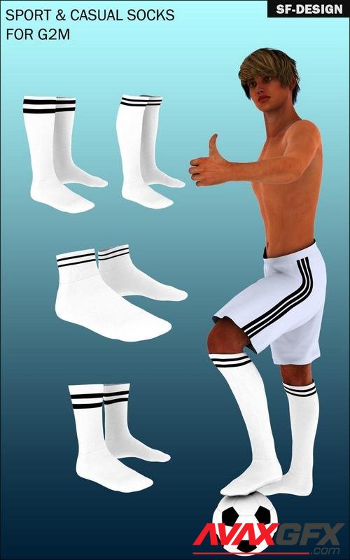 Sport and Casual Socks Pack for Genesis 2 Male