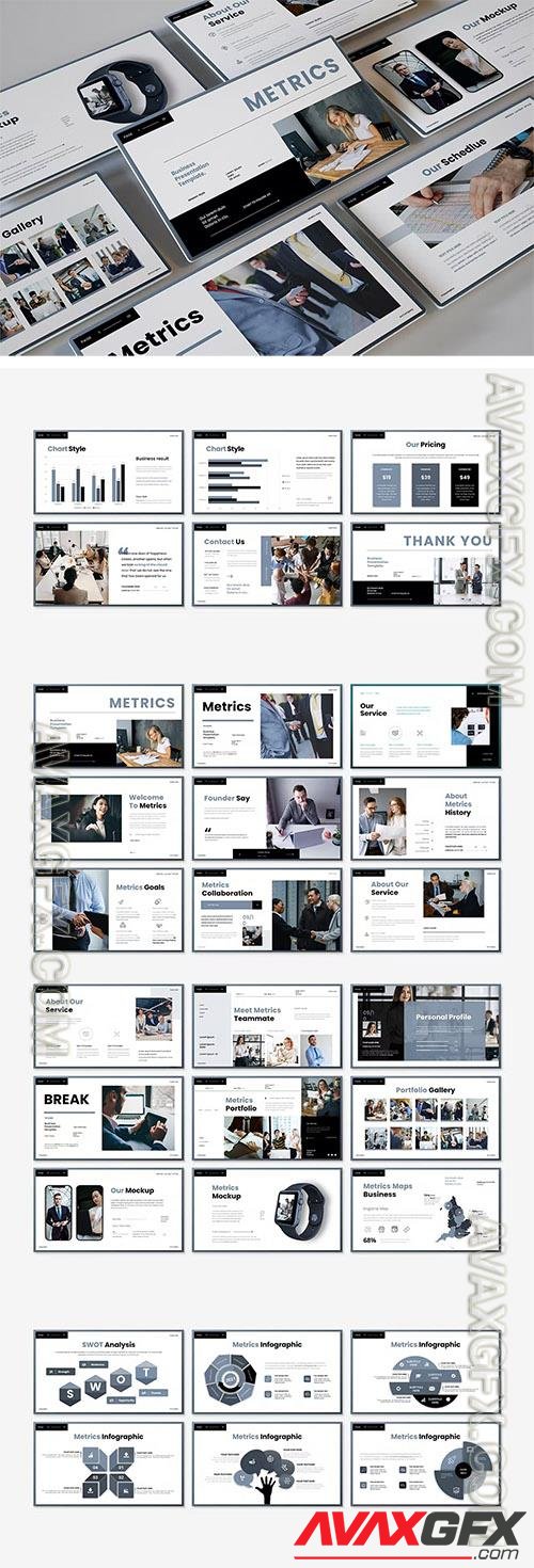Metrics - Business Powerpoint, Keynote and Google Slides Template