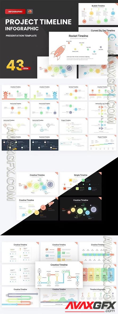 Project Timeline Line Color PowerPoint Template