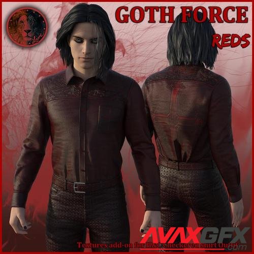 Goth Force Reds for H and C Checkered Shirt Outfit for G8M