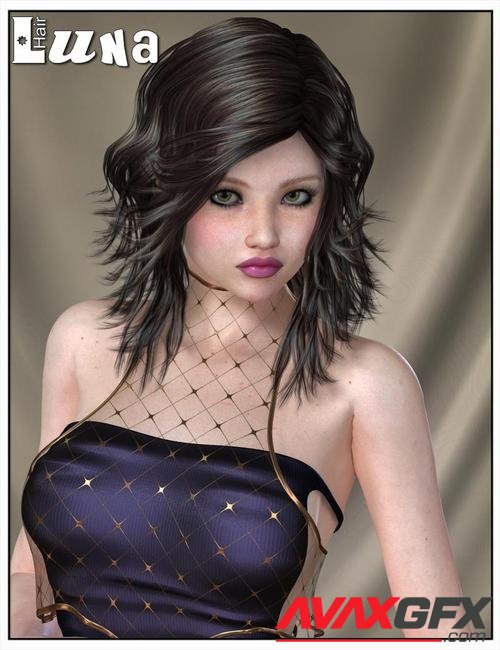 Luna Hair for Genesis 2 Female(s) and Victoria 4