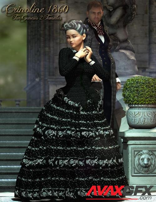 1860 Crinoline Dress for Genesis 2 Female(s)