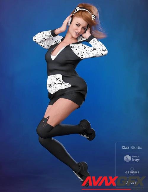 dForce Cool Kitty Outfit for Genesis 8 Female(s)