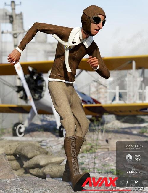 dForce Retro Aviator Outfit for Genesis 8 Male(s)