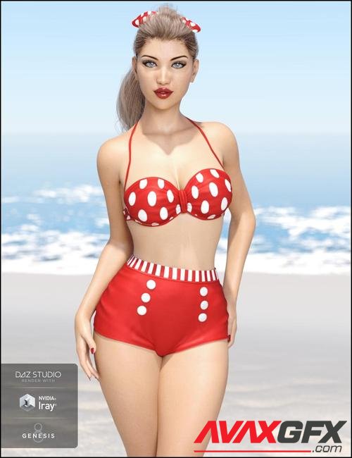 High Waist Pinup Bikini for Genesis 8 Female(s)