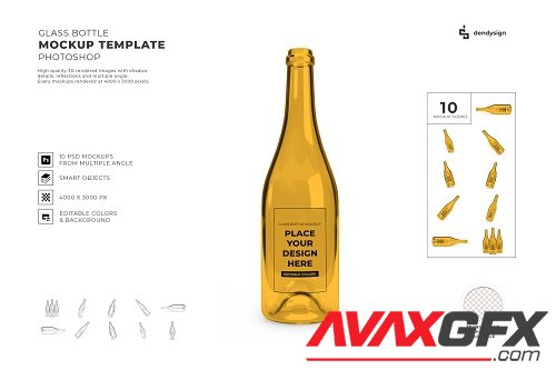 Glass Bottle Packaging Mockup Template Bundle - 1842646