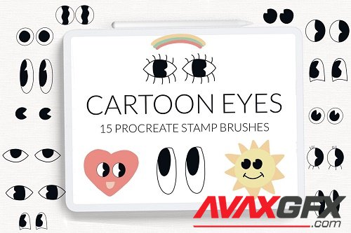 Cartoon eyes Procreate stamp brushes - 7019991