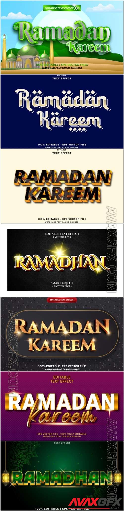 Ramadan kareem gold shiny 3d editable text effect