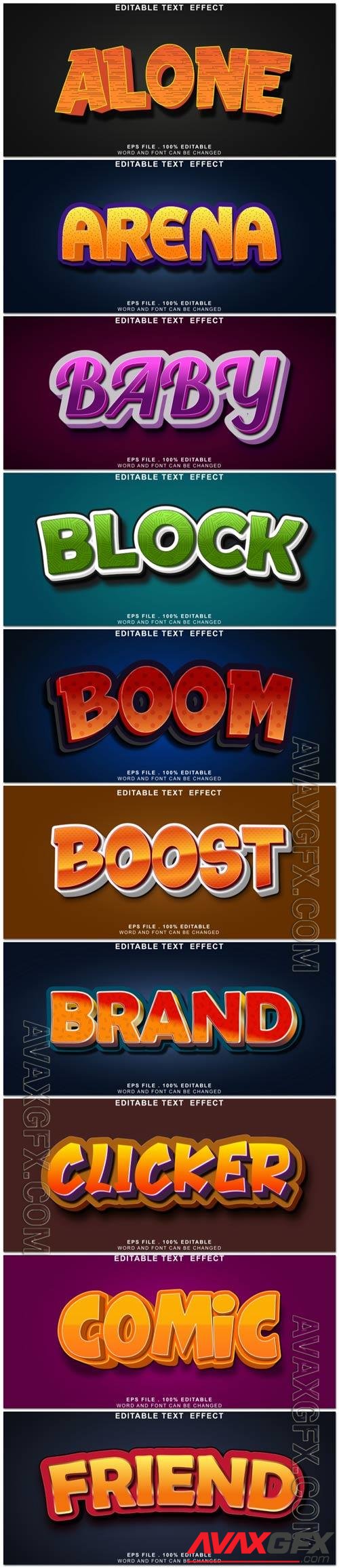 3d editable text style effect vector vol 1022