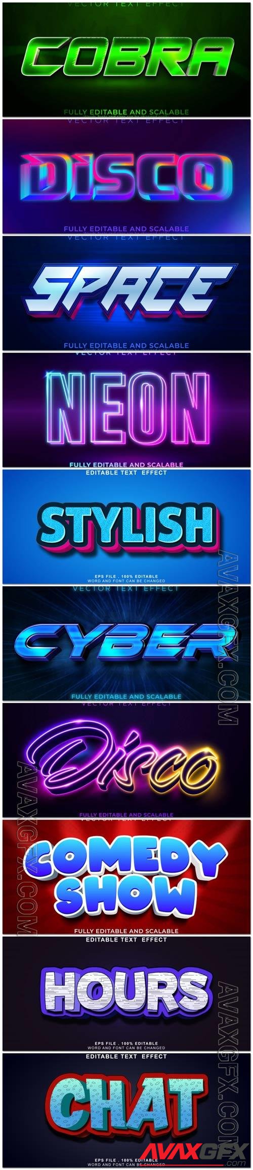 3d editable text style effect vector vol 1021