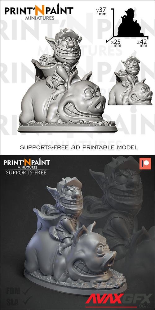 ﻿Goblin Pig Rider – 3D Printable STL