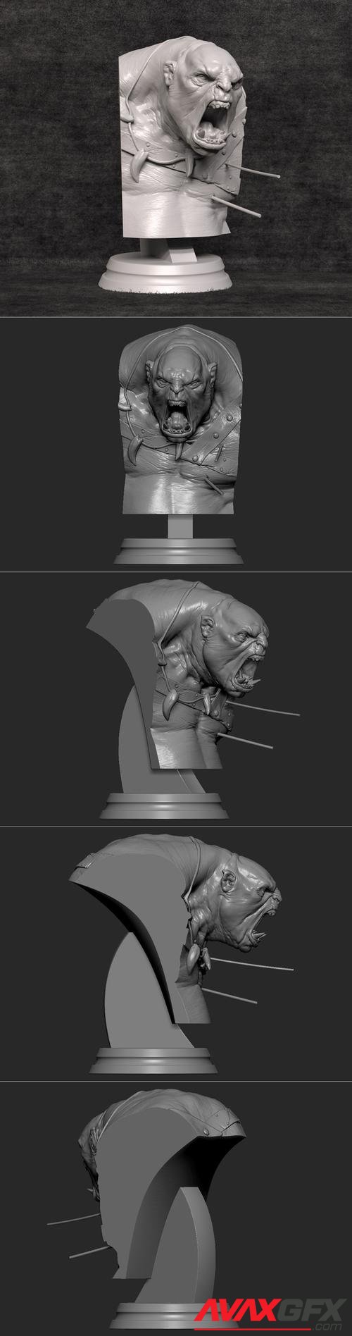﻿Orc Berserker Bust – 3D Printable STL