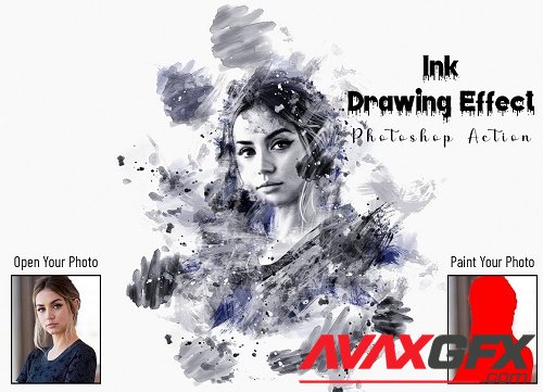 Ink Drawing Effect Photoshop Action - 7048499