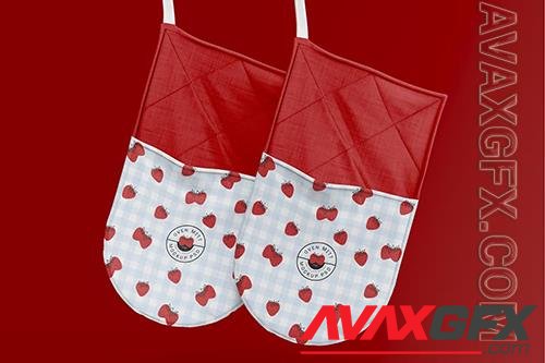 Two Hung Oven Gloves Mockup