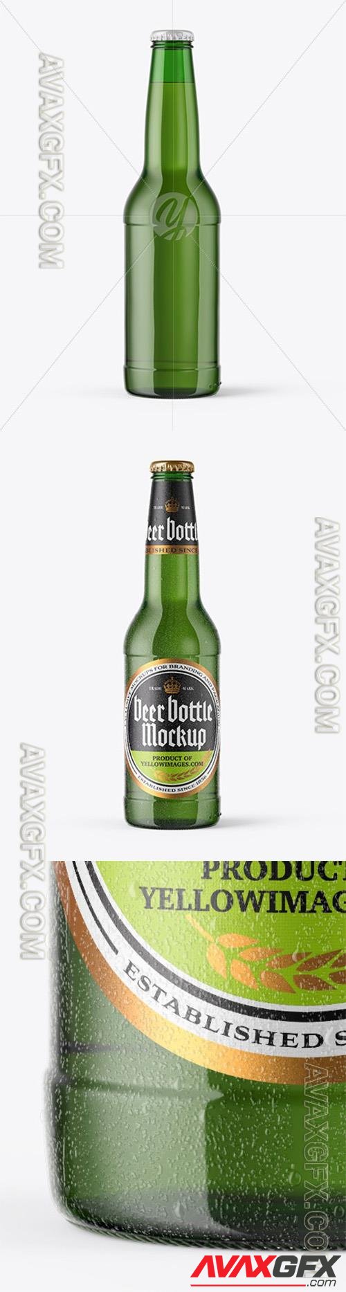 Green Glass Beer Bottle With Condensation Mockup 46283 TIF
