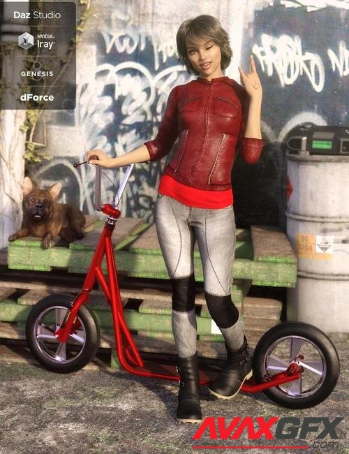 dForce Sleek Rider Outfit for Genesis 8 Female(s)