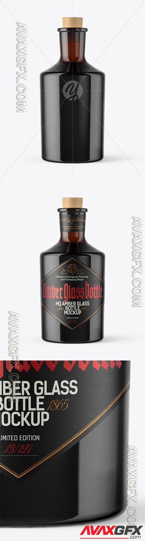 Amber Glass Bottle with Cork Mockup 47977 TIF