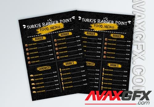 Simple Black Burger Restaurant Food Menu Flyer Template