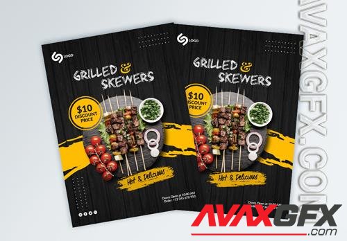 New Black Bbq Restaurant Food Menu Flyer Template