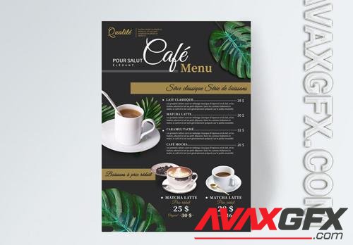 Modern Nordic Style Coffee Menu Design On Black Background Template