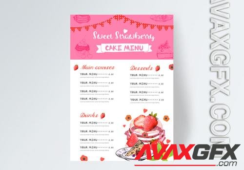 Hand Drawn Strawberry Dessert Menu Design Template