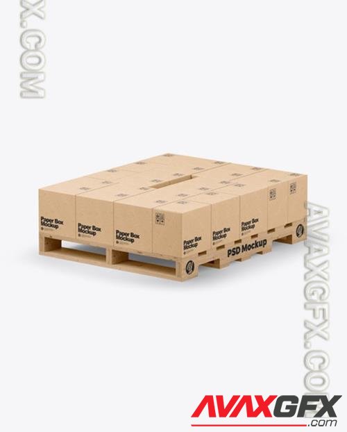 Wooden Pallet with Kraft Boxes Mockup 50027 TIF