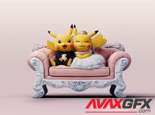 Wedding pikachu with sofa – 3D Printable STL