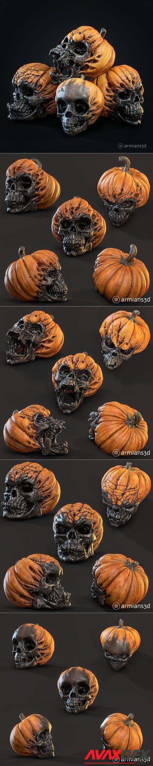 Evil Pumpkin Skulls – 3D Printable STL