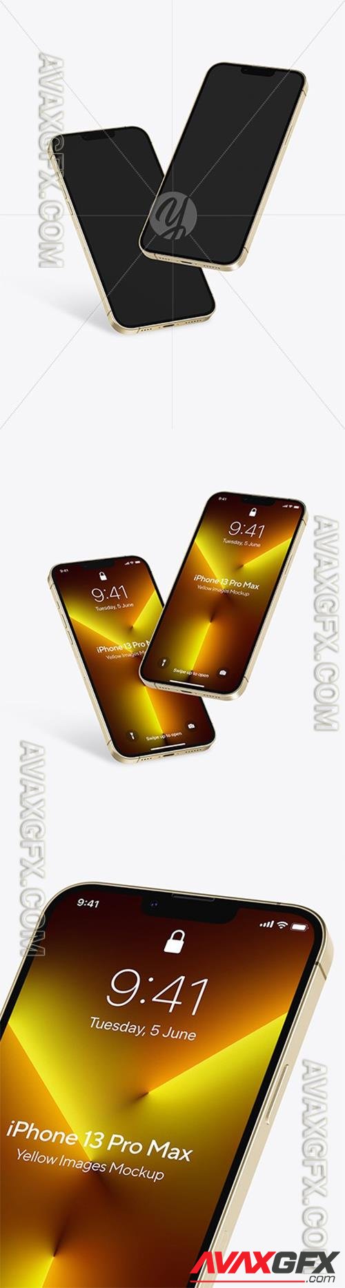 Two iPhones 13 Pro Max Gold Mockups 94029 TIF