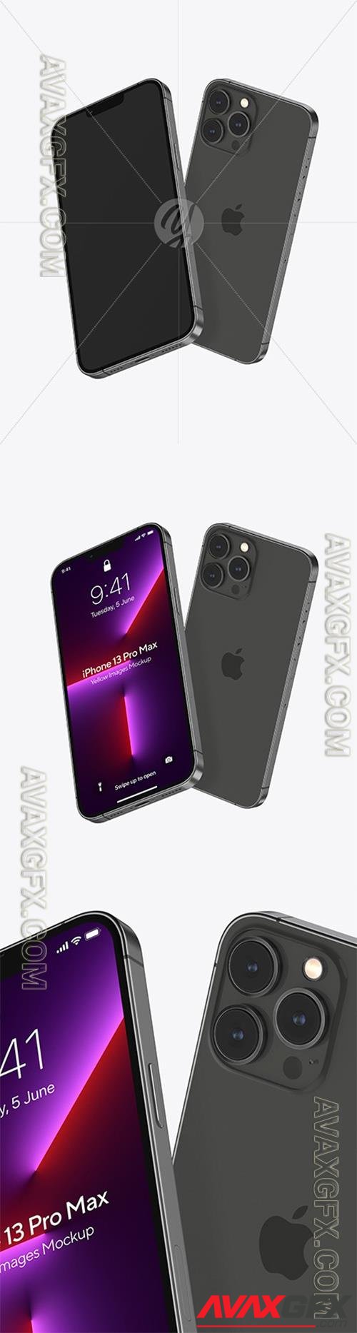 Two iPhones 13 Pro Max Graphite Mockups 93680 TIF