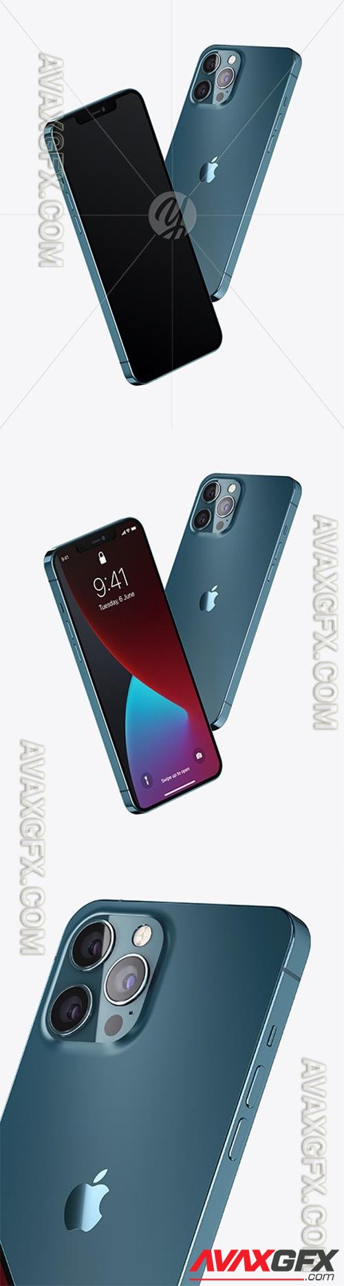 Two Apple iPhones 12 Pro Max Pacific Blue Mockup 74137 TIF