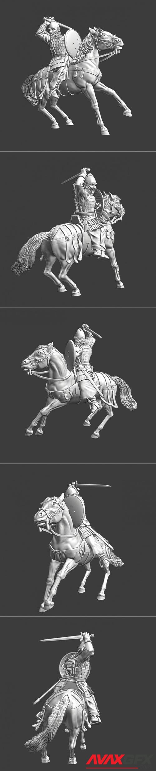 Russian medieval mounted druzhina in combat – 3D Printable STL