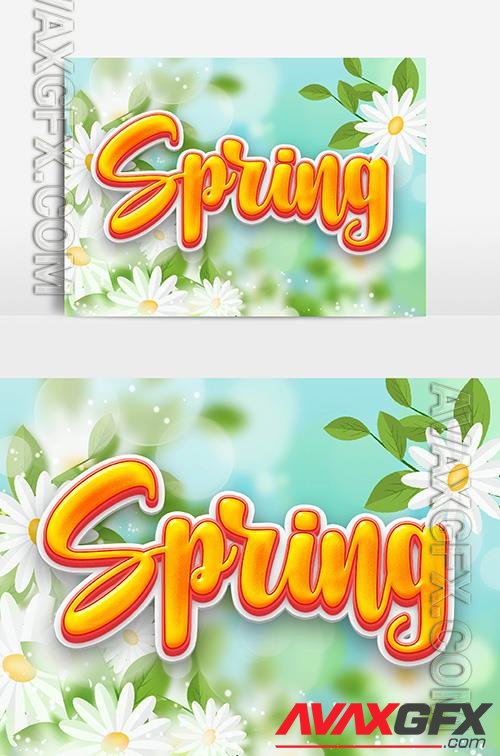 Psd Spring Text Effect With Flowers And Leaves