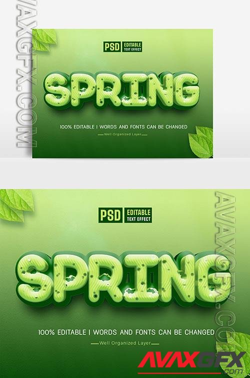 Spring Text Effect With Flowers And Leaves