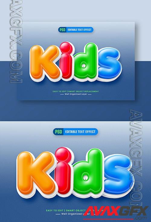 Colorful kids cartoon 3d editable text style effect