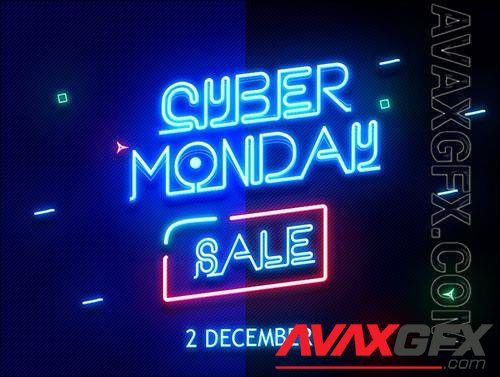 Cyber Monday Sale Neon Text Effect