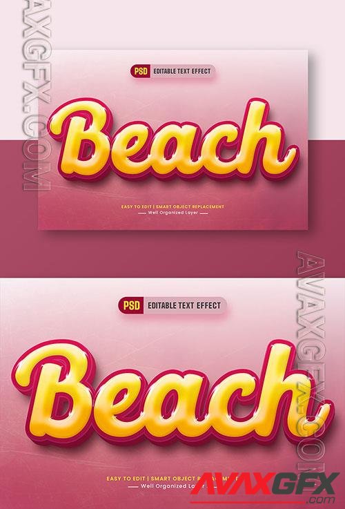 Beach 3d text style effect editable
