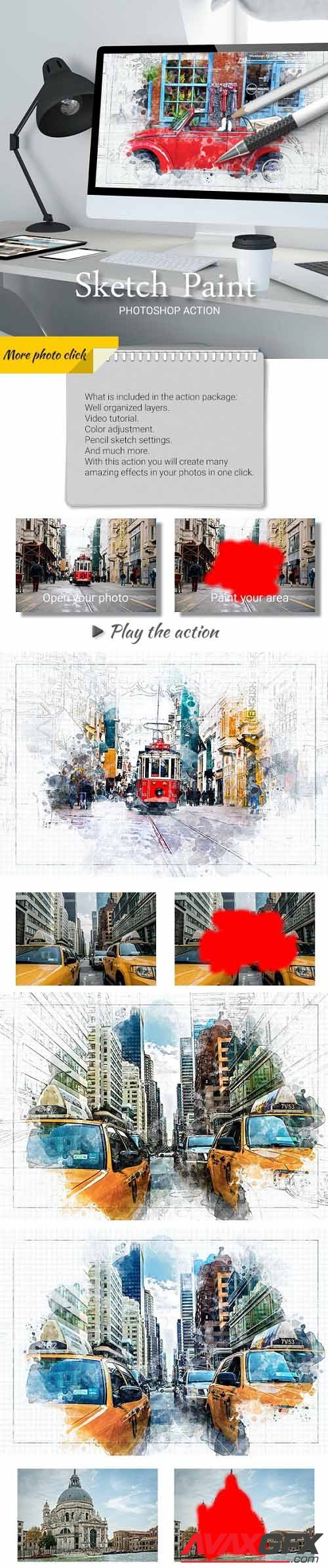 Sketch Paint Photoshop Action - 25282534