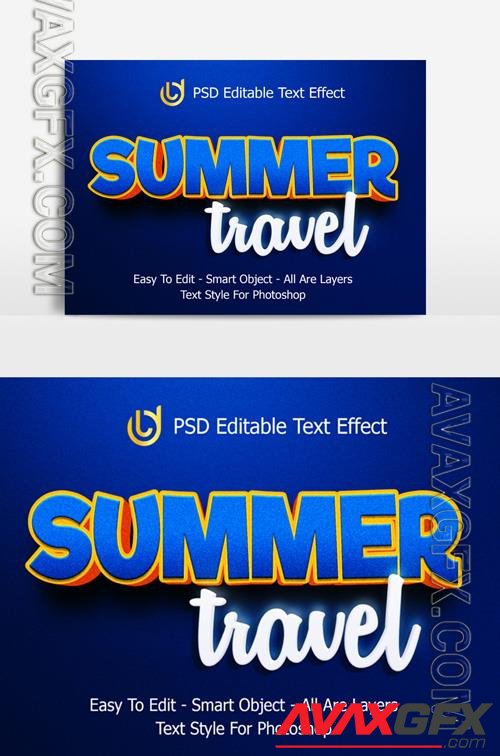 Effects Summer Travel Text 3D Easy Edit Psd Template