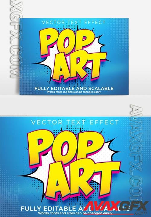 Pop Art Text Effect With Yellow Color on Blue Background