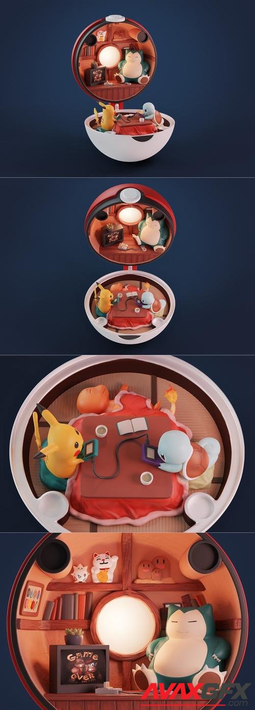 Pokeball Diorama – 3D Printable STL