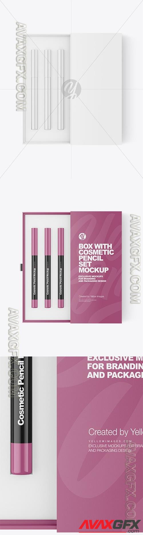 Box with Cosmetic Pencil Set Mockup 95504 TIF