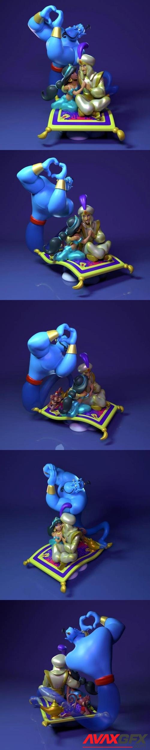 Aladdin and Jasmine – 3D Printable STL